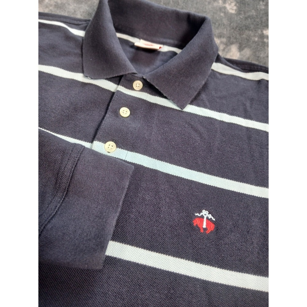 Brooks Brothers Rugby Shirt Mens Size LARGE Striped Vintage Navy Blue White